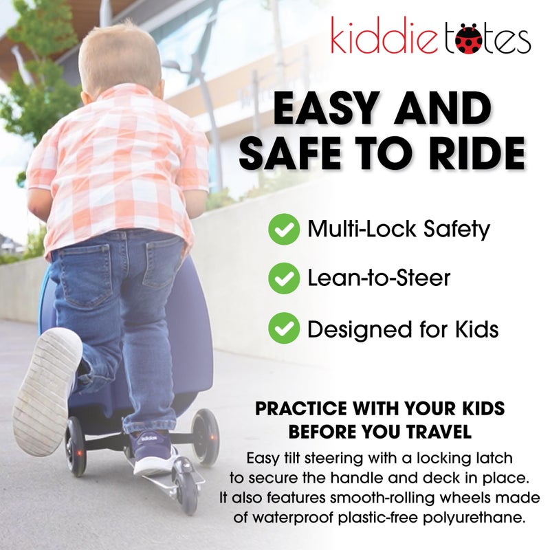 KIDDIETOTES 3-D Hardshell Luggage Scooter for Kids - Lightweight Rideable Luggage for kids - Fits in Overhead Bins - LED Light Up Wheels - Image 5